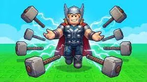 Thor with eight hammers orbiting in Superhero Evolution